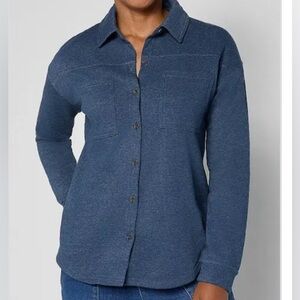 New Cuddl Duds Denim Wash Button Down Shacket Dress Blue size Large